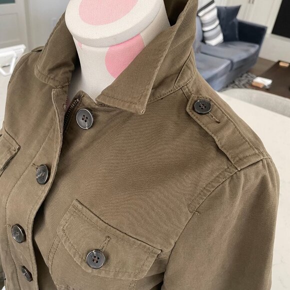 Talbots Petite Casual Military Inspired 100% Cotton Jacket Olive Green Sz P - Picture 7 of 12